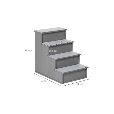 Escalier pour chien et chat gris à 4 marches avec tapis antidérapant pour voiture, lit et canapé (1/5)