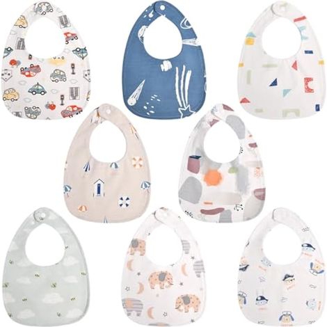 Bavoirs bandana bébé, lot de 8, anti-bave, avec boutons-pression, doux et absorbants, pour nouveau-nés et tout-petits de 0 à 36 mois.