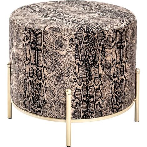 Tabouret Or, Motif, MDF, métal, recouvrement Tissu - Dim.: H 40 cm x Ø 48 cm, Style: Art Deco (1/5)
