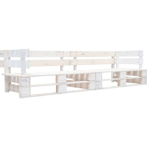 Garten-Palettensofa 2-Sitzer Weiß Holz