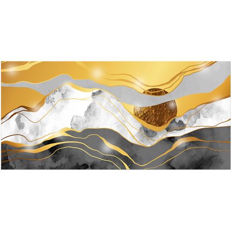 Lupia - Quadro Moderno MONDIE' STORM con Stampa Alta Definizione, Lamina Argento o Oro, Adatto a Soggiorno e Camera, Made in Italy, 31x66 cm, poster su Legno (1/4)