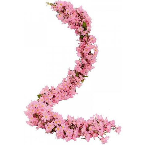 2 Pcs 5.6FT Artifici Sakura Fleurs De Cerisier Fleurs Suspendues Vigne Faux Sakura Guirlande Faux Oriental Guirlande De Cerisier Maison Jardin Fête De Mariage Décor (Rose) (1/5)