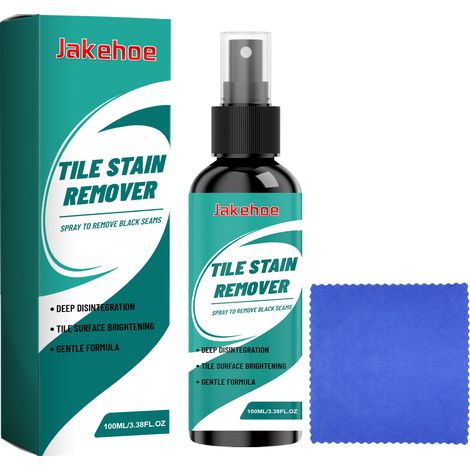 JAKEHOE Nettoyant pour carrelage, convient à un usage domestique quotidien, pour le nettoyage et l'entretien des carrelages, salles de bains, cuisines et murs, 100 ml + 1 chiffon. (1/5)