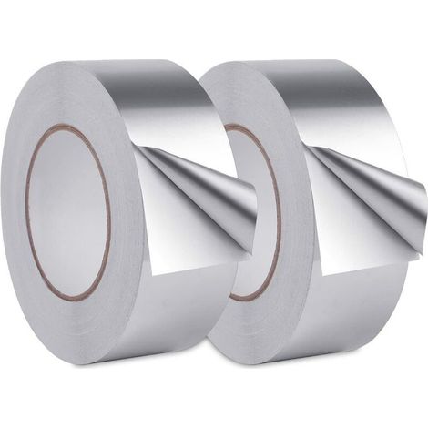 Ruban Adhésif Aluminium,Aluminium Bande d'étanchéité, scotch aluminium etanche, Pour cuisine, salle de bain, électricien, surface métallique, 20m30mm (2 rouleaux, argent) (1/5)