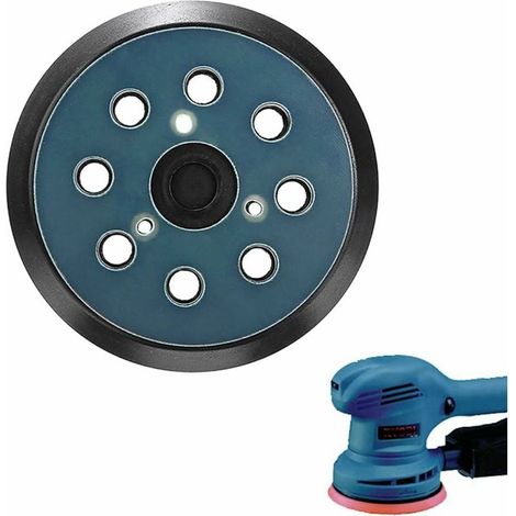 1 disque de ponçage rond de 125 mm à 8 trous, en polyuréthane, pour ponceuse Makita, DW, Porter. (1/5)