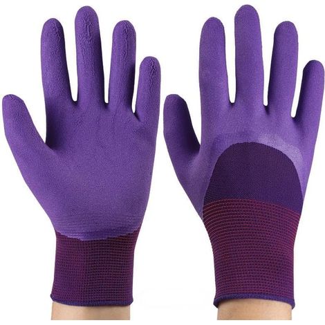 Une paire de gants de jardinage pour creuser, planter et désherber unisexes, résistants, faciles à utiliser, violets.