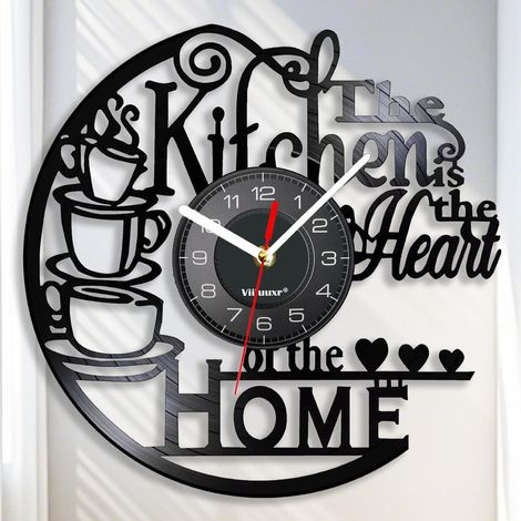 Disque Vinyle Pendules Murales 30 cm de Diamètre Moderne Horloge Cuisine Salon Numérique Murale Silencieuse sans Tic-tac pour la Décoration Maison Café Wall Clock. (1/5)