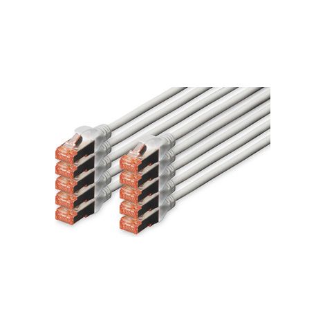 DIGITUS CAT 6 S/FTP Patchkabel, 10 Stück, 0,25m, grau (DK-1644-0025-10)