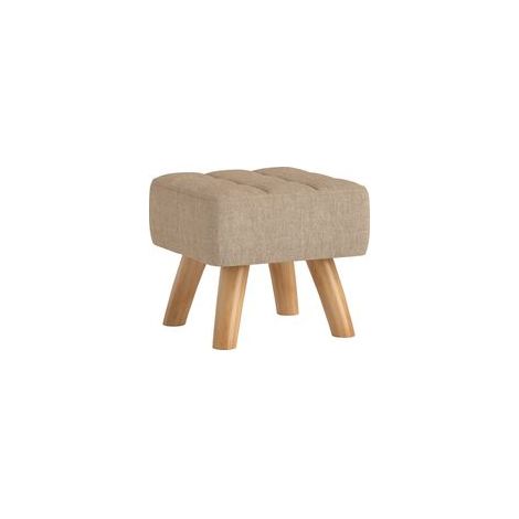 Ottomanischer Fußhocker/gepolsterter Sitz mit Holzbeinen, 27 x 27 x 26 cm, hellbraun (1/5)