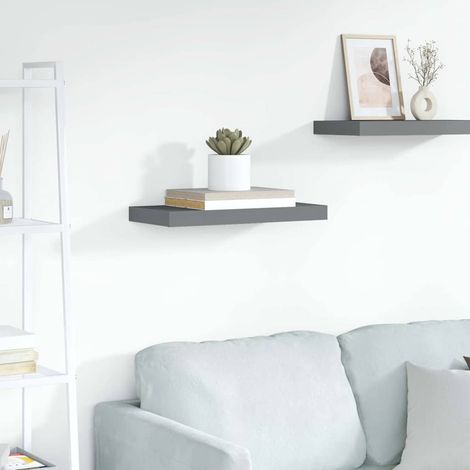 vidaXL Floating Wall Shelf High Gloss Grey 50x23.5x3.8 cm MDF (1/5)