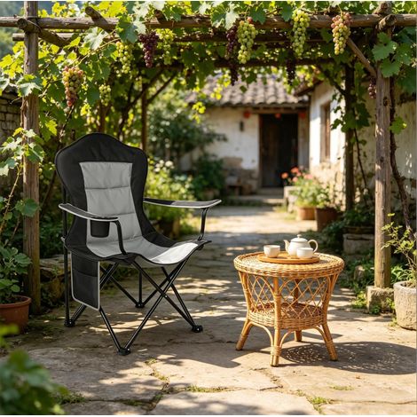 chaise fauteuil pliable portable Oxford 150 kg noir HAVRYA (1/5)
