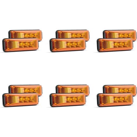 12 unidades de 3,9 pulgadas, 3 LED, luz de posición lateral delantera y trasera para camión/remolque, luz de roca para remolque/barco - Ámbar (