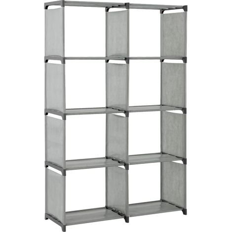 5 Tier Modern Book Shelves 125cnx80cmx30cm Storage Shelf Tubes Bookcase Display Shelving Units 8 Cube Storage Unit Canvas Wardrobes for Bedroom Living room Kitchen(Gray) (1/5)