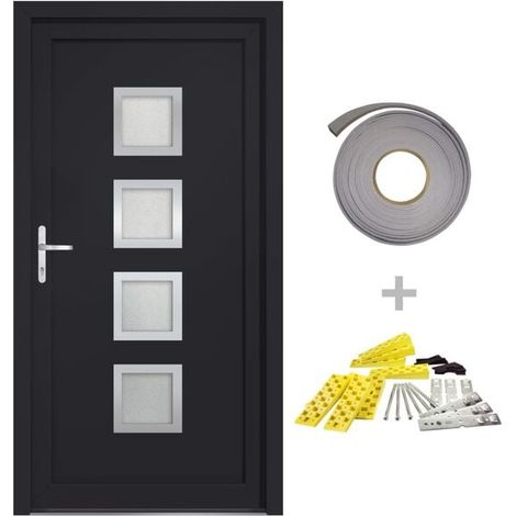 Porte d'entrée en PVC gris anthracite 88x200 cm