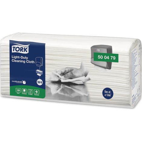 Tork 500479 Vlies-Reinigungstuch für leichte Verschmutzungen W4, Weiß, 120 Segmente, 1-lagig, wiederverwendbar, weich, flexibel, saugfähig