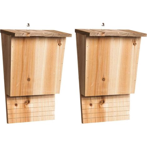 Lot de 2 abris pour chauves-souris en bois – Nichoirs pour chauves-souris d'extérieur, grands nichoirs extérieurs pour chauves-souris, abris en bois résistants aux intempéries pour jardins et parcs (1/5)