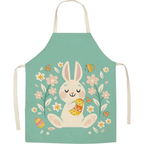 Tablier De Cuisine - Polyester Imprimé Thème Pâques - Pour Adulte - Usage Multifonctionnel En Intérieur Et En Extérieur - 65 x 75 cm - 1 Pièce (1/5)