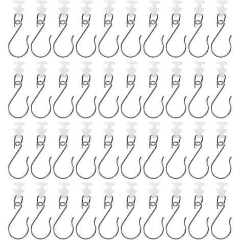 Lot de 60 crochets de rideau de douche coulissants, crochets de rideau en plastique, poulie pour tringle à rideaux (1/5)
