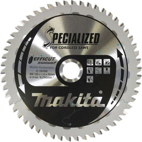 Makita - Sägeblatt Aluminium 165x20 mm, 54 Zähne E-16760