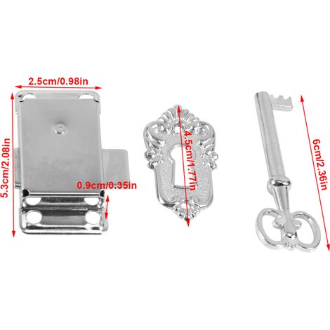 Serrure Antique Classique avec Clé JS - Serrures pour Armoire, Commode, Porte et Portillon - Kit Complet (Corps de Serrure, Clé, Plaque Décorative) - Dimensions 5.3x2.5x0.9cm (1/5)