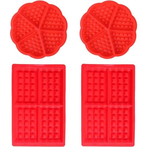 Moule à Gaufre SiliCône Bakeware-Plaque de cuisson Anti-adhésif gaufrée moules à Muffin biscuit en Forme carrée en forme de coeur 4 PCS-Fei Yu (1/5)