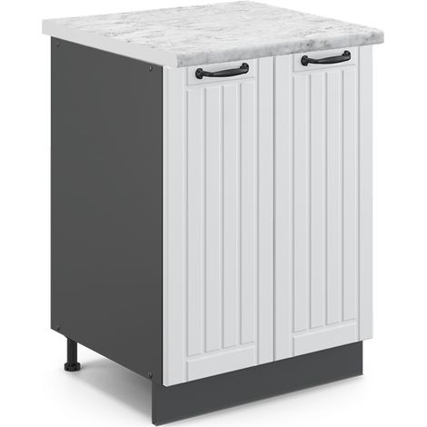 Mobiletto base cucina Fame-Line, Bianco rustico, 60 cm , PL Marmo, Vicco