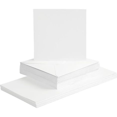 Creotime cartes et enveloppes 15 x 15 cm 50 sets blancs