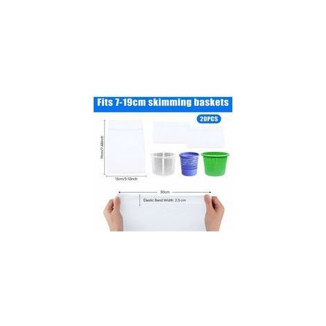 Lot de 20 chaussettes pour skimmer de piscine – Filtre fin en nylon ultrafine – Élimine feuilles, pollen et mousse – Dimensions 22 x 13 cm (1/4)