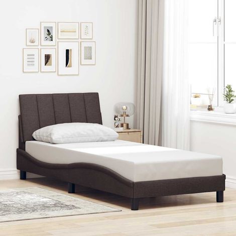 Bettgestell ohne Matratze "Hanko" Dunkelbraun 90x190 cm Stoff (1/5)
