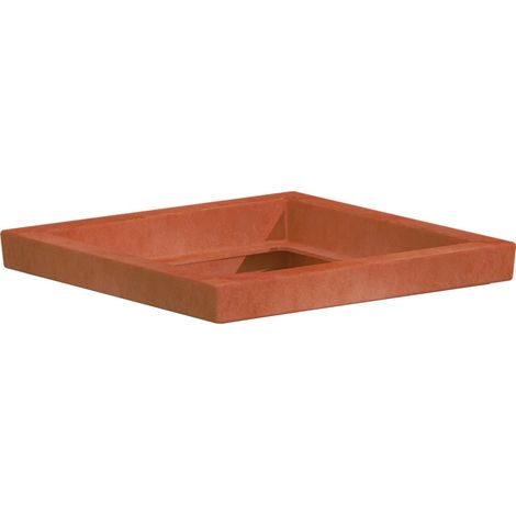Untersetzer für quadratische Topf für Pflanzen und Blumen im Freien "Made in Italy" -40 x 40 cm / Terrakotta