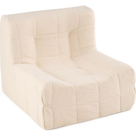 COSTWAY Canapé en Mousse Comprimé, Fauteuil Poire sans Accoudoirs avec Rembourrage Éponge Moelleux, Dossier et Assise Ergonomiques, Canapé Paresseux pour Salon, Chambre, Aucun Montage Requis (Blanc) (1/5)