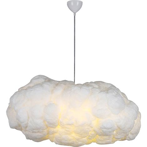 Lustre moderne en forme de nuage blanc flottant, style nordique, en coton, idéal pour le salon, la chambre d'enfant, le hall d'hôtel, un restaurant ou une boutique de vêtements. (1/5)