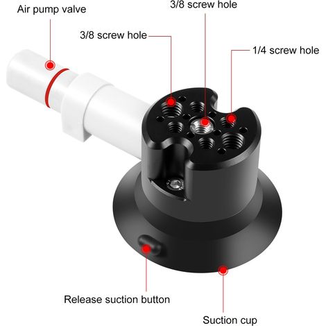 Support à ventouse PULUZ PU844B 3 pouces à dégagement rapide en alliage d'aluminium, force d'aspiration horizontale de 30 kg, avec trous de vis de 1/4 pouce et 3/8 pouce (1/3)