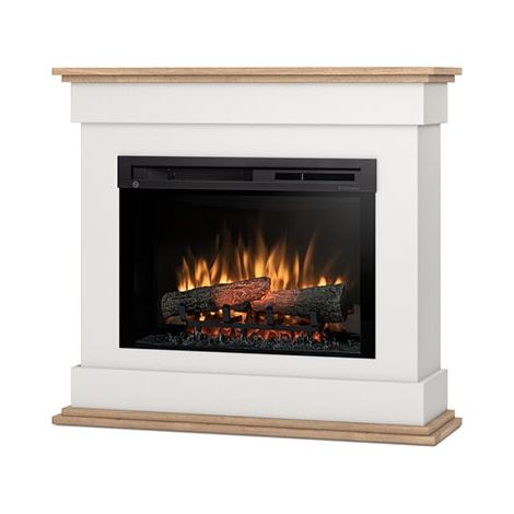 Camino Elettrico Riscaldante Da Pavimento Autoportante a LED - 26" - Bianco opaco / Rovere chiaro - 97 x 88 x 29 - LENOX (1/5)