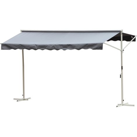 Store XXL double toit sur pieds GERONIMO gris et blanc