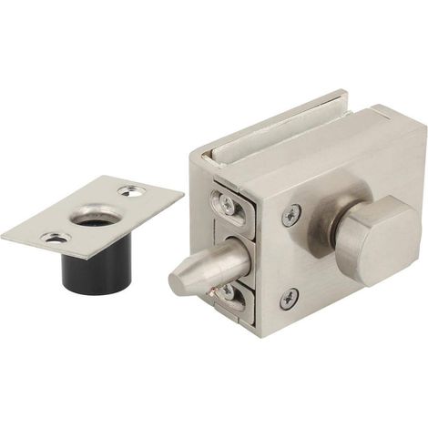 Serrure de Porte en Verre, Loquet de Porte en Cuivre + Alliage de Zinc, Serrure de Sol Verrou Loquet de Verrouillage au Sol Sans Perçage, Bouton Rotatif Intérieur, pour 8 à 12 mm D’Épaisseur (1/5)