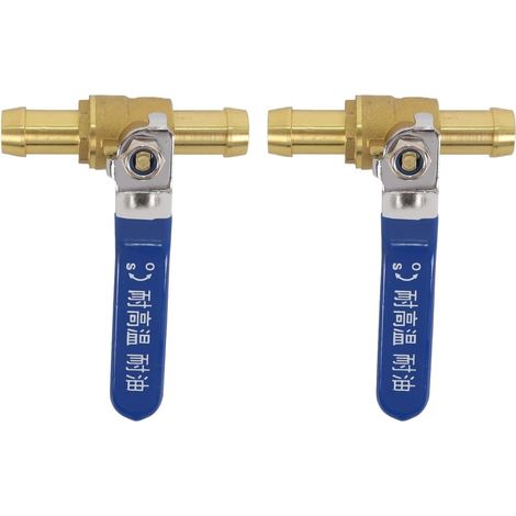 Lot de 2 vannes à bille d'arrêt à 2 voies de 16 mm, embout droit, vanne à bille en laiton avec poignée de commande à 90° pour conduites d'air, de gaz et de carburant. (1/5)
