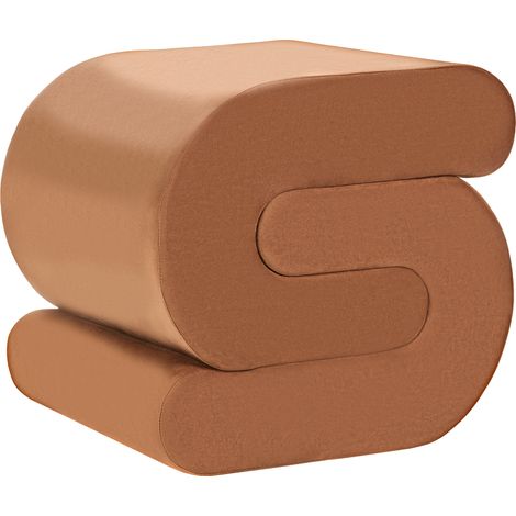 Puf tapizado de terciopelo con forma de S reposapiés sala de estar marrón dorado Arcadia (1/5)