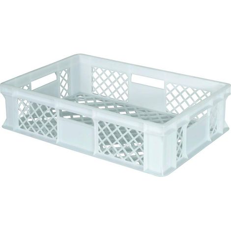 BRB 90 Stück Eurobehälter durchbrochen/Bäckerkiste, LxBxH 600x400x150 mm, PE-HD, lebensmittelecht, Palettenware (weiß)