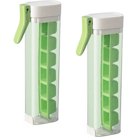 Nuevas cubiteras 2024, 6 compartimentos, descongelación y presión fáciles con una sola mano, con tapa, bandejas para cubitos de hielo extraíbles, fácil de desmoldar, juego de 2 (1/5)