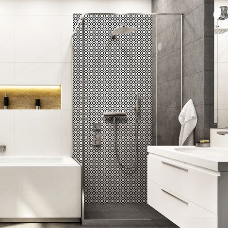 Sticker Mural Carrelage adhésif Cuisine Salle de Bain - 60 STICKERS CARREAUX DE CIMENT ETHNIQUE BUKAVU - 60stickers20x20cm (1/5)