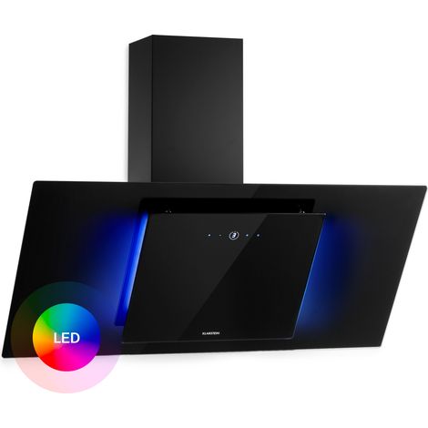 Klarstein Hotte Aspirante 90cm, Hottes de Cuisine Inclinées, Filtre de Hotte en Aluminium, Débit d'Air Puissant 426m³/h, LED, Ecran Tactile, Extracteur d'Air Silencieux, Hotte Efficace avec Evacuation