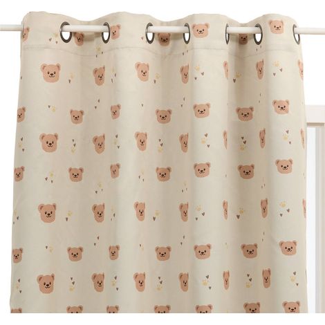 Rideau occultant enfant Billie 140x260cm beige motif oursons - Atmosphera créateur d'intérieur (1/5)