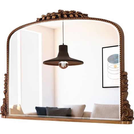 Grand miroir mural vintage arqué - Or vintage - 9065cm - Cadre en métal de style baroque (1/5)