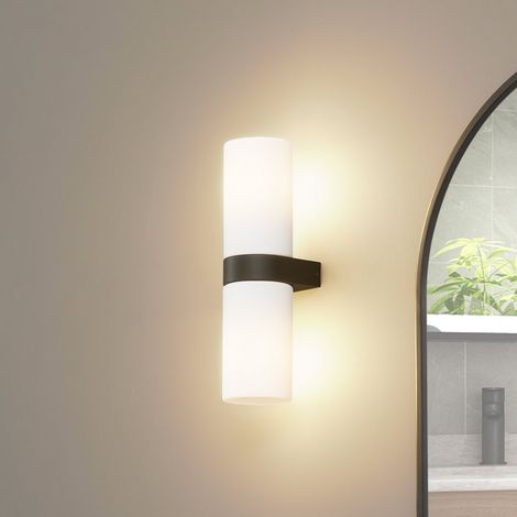 [GEBRAUCHT] B-Ware Lucande Bad Wandleuchte Basolo Schwarz Höhe 31,5 Cm Glas Wandlampe Lampe Leuc121