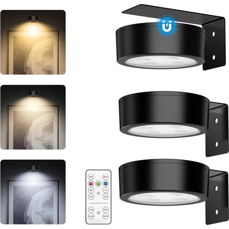 Set di tre lampade artistiche per dipingere, con telecomando, 3 colori di luce LED dimmerabile per esporre quadri, cornici e ritratti, ricaricabili. (1/5)