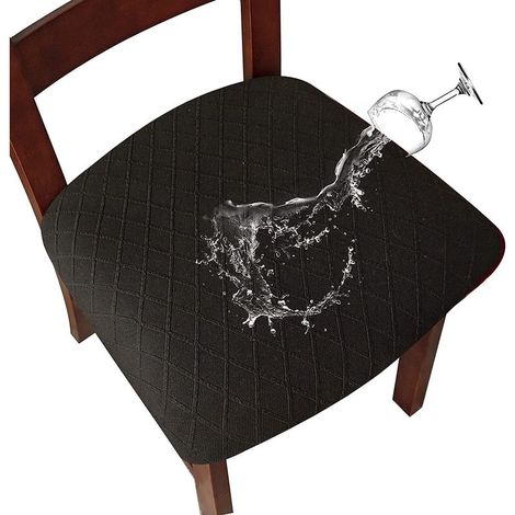 Housse de siège extensible noire imperméable en treillis diamant, 4 pièces, boucle 45509 cm, adaptée aux chaises de restaurant (1/5)