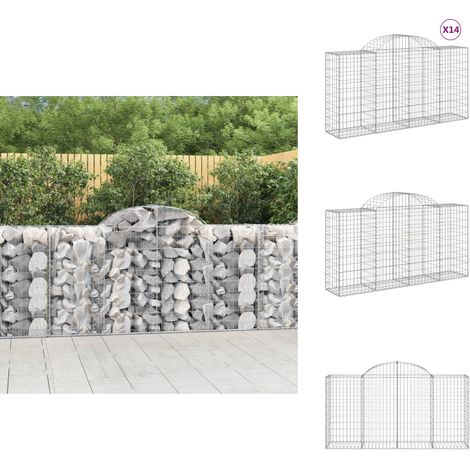 Gabionen mit Hochbogen 14 Stk 200x50x100/120cm Verzinktes Eisen - Gabionen - Gabionenkorb - Gartendeko - Gartenzubehör - Zaun (1/5)