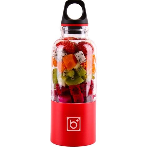 Fruchtmixer, 500 ml USB-wiederaufladbarer Entsafterbecher, persönlicher tragbarer Mini-Mixer, tragbarer Mixer, Gemüse- und Obstsaftbereiter, automatisches Gerät (Rot) (1/5)