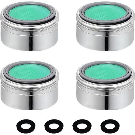 4-teiliges Set aus 24-mm-Wasserhahn-Luftsprudlern aus verchromtem Messing mit kugelförmigem Kalkfilter – Spart bis zu 60 % Wasser und Energie – Wasserdurchfluss 5 l/min (1/5)